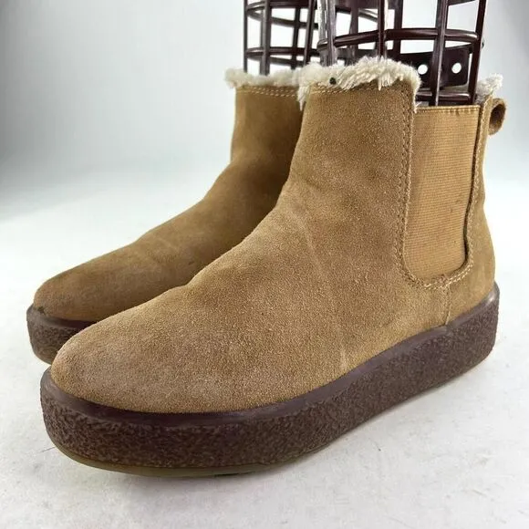 Madewell The Toasty Chelsea Boots Womens US 7 Suede Faux Fur Lined Pull On Booti