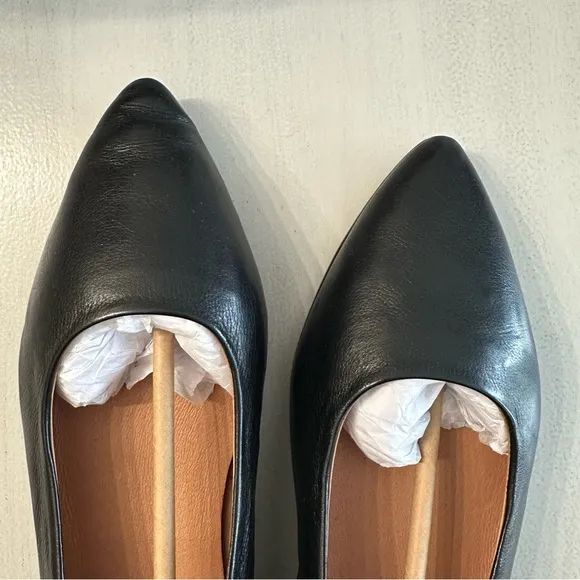 Madewell Women’s Pointed Toe True Black Modern Ballet Flats in Leather Sz 10 NIB