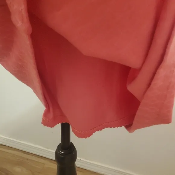 Maeve | Coral Pink Salmon Diamond Textured A-Line Slip Dress - Size Medium
