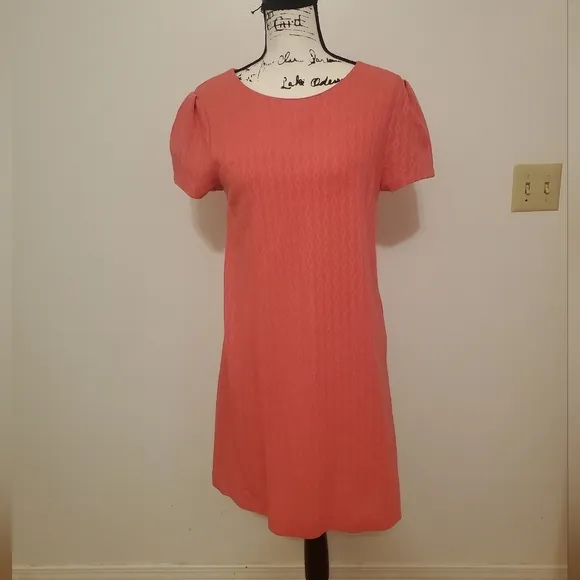 Maeve | Coral Pink Salmon Diamond Textured A-Line Slip Dress - Size Medium