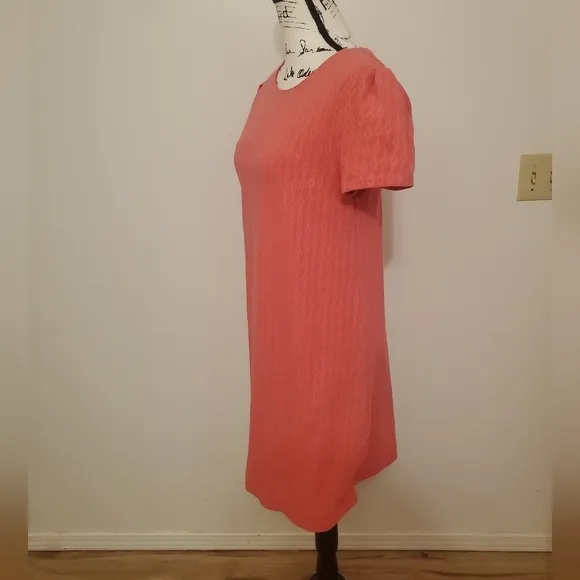 Maeve | Coral Pink Salmon Diamond Textured A-Line Slip Dress - Size Medium