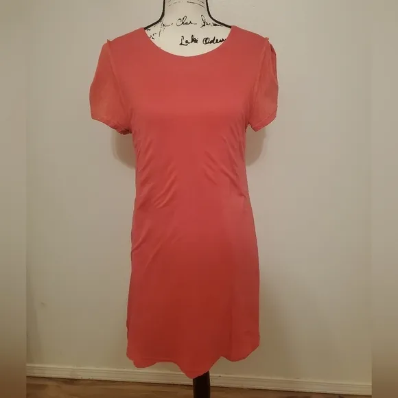 Maeve | Coral Pink Salmon Diamond Textured A-Line Slip Dress - Size Medium