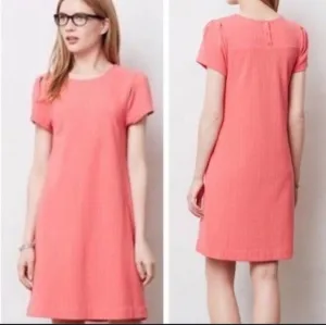Maeve | Coral Pink Salmon Diamond Textured A-Line Slip Dress - Size Medium