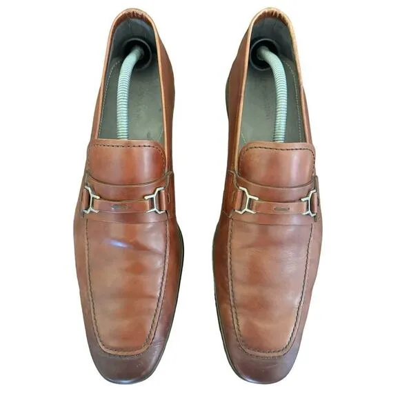 Magnanni Genuine Leather Men’s Slip On Loafers Size 10.5 M Chestnut Brown