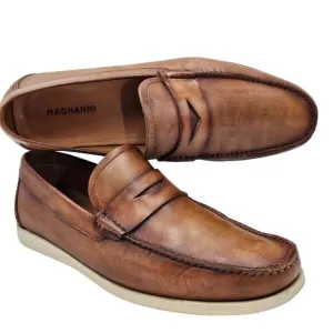 Magnanni Patina Brown Leather Penny Loafers Men's 7.5M Dress Casual Shoes Laguna