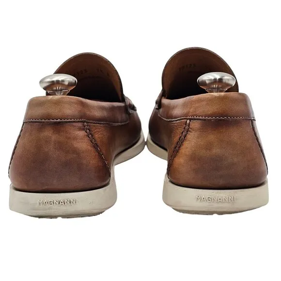 Magnanni Patina Brown Leather Penny Loafers Men's 7.5M Dress Casual Shoes Laguna