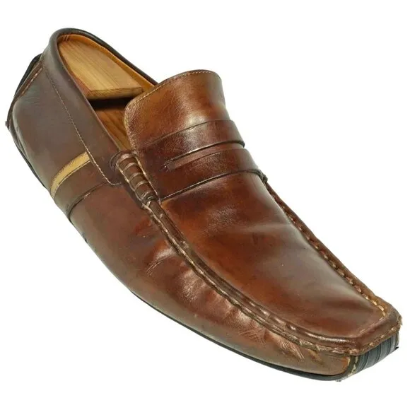 Magnanni Spain Men's 11 Brown Leather Venetian Moc Driving Loafers Dress Casual