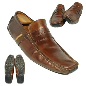 Magnanni Spain Men's 11 Brown Leather Venetian Moc Driving Loafers Dress Casual