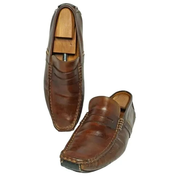 Magnanni Spain Men's 11 Brown Leather Venetian Moc Driving Loafers Dress Casual