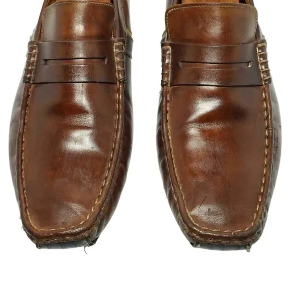 Magnanni Spain Men's 11 Brown Leather Venetian Moc Driving Loafers Dress Casual