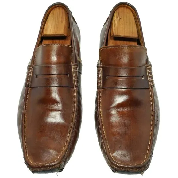 Magnanni Spain Men's 11 Brown Leather Venetian Moc Driving Loafers Dress Casual
