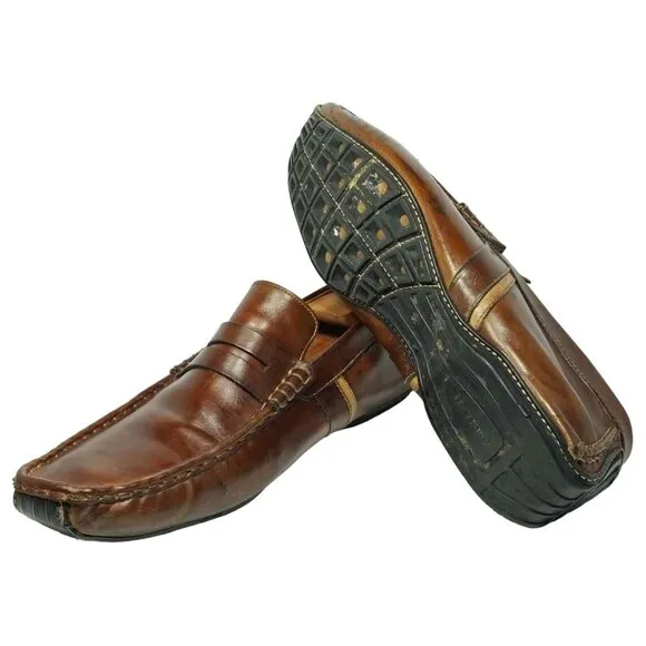 Magnanni Spain Men's 11 Brown Leather Venetian Moc Driving Loafers Dress Casual
