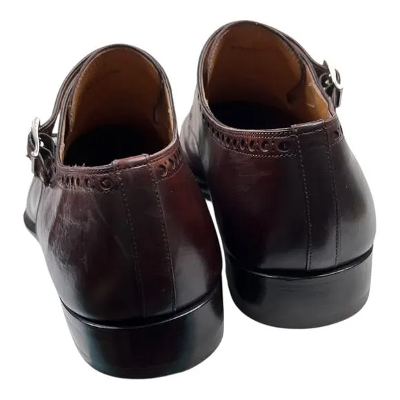 Magnanni wing tip brown leather almond toe loafers men's size 11
