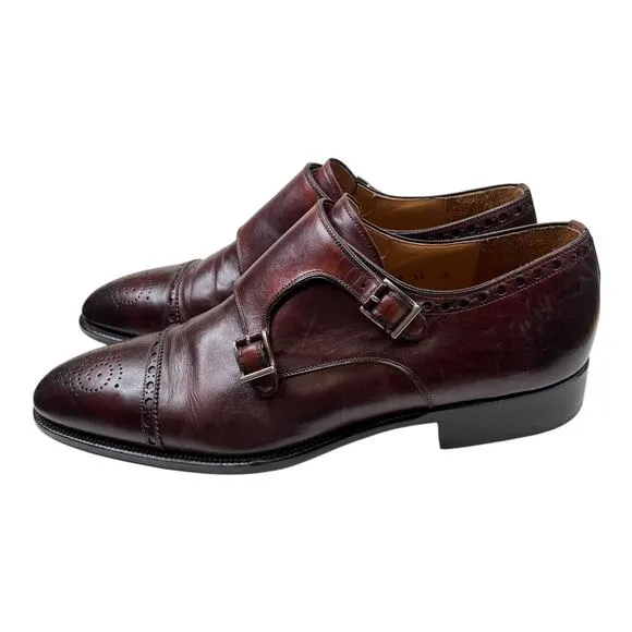 Magnanni wing tip brown leather almond toe loafers men's size 11