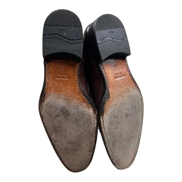 Magnanni wing tip brown leather almond toe loafers men's size 11