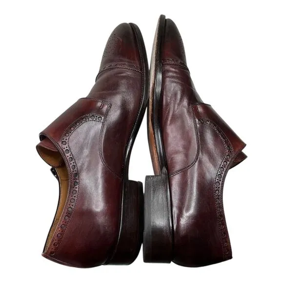 Magnanni wing tip brown leather almond toe loafers men's size 11