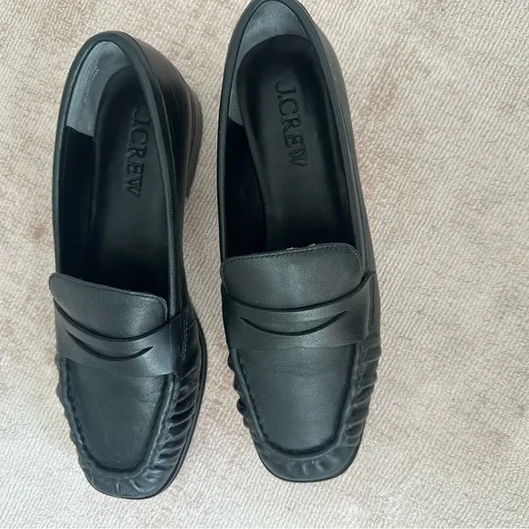 Maison ruched loafers in leather in BLACK J CREW