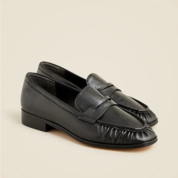 Maison ruched loafers in leather in BLACK J CREW
