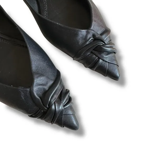 Maje Ballerina Black Leather Pointy Toe Flats Size 40 US 9.5