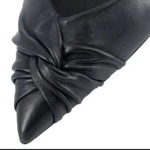 Maje Ballerina Black Leather Pointy Toe Flats Size 40 US 9.5