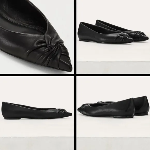 Maje Ballerina Black Leather Pointy Toe Flats Size 40 US 9.5