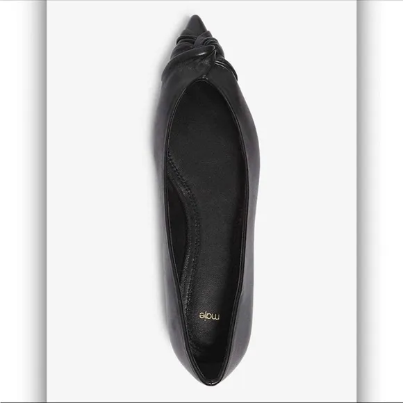 Maje Ballerina Black Leather Pointy Toe Flats Size 40 US 9.5