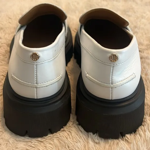 Maje Women's White Leather Platform Loafers size 41