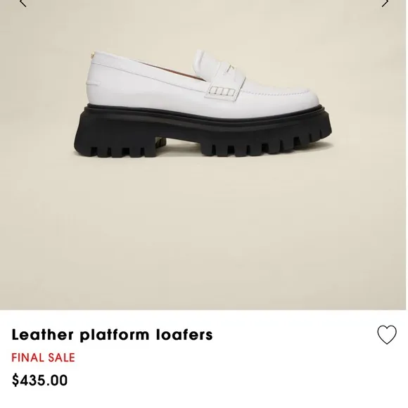 Maje Women's White Leather Platform Loafers size 41