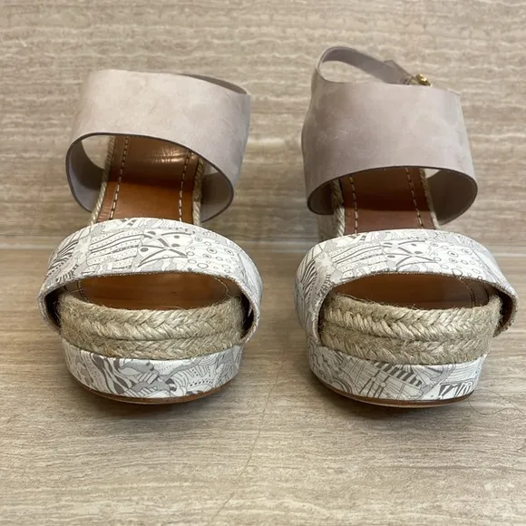 MALOLES Women’s Size 5.5/36 Wedge Espadrilles Beige Taupe Made in Spain