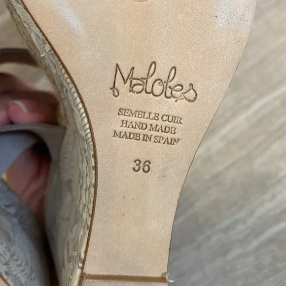 MALOLES Women’s Size 5.5/36 Wedge Espadrilles Beige Taupe Made in Spain