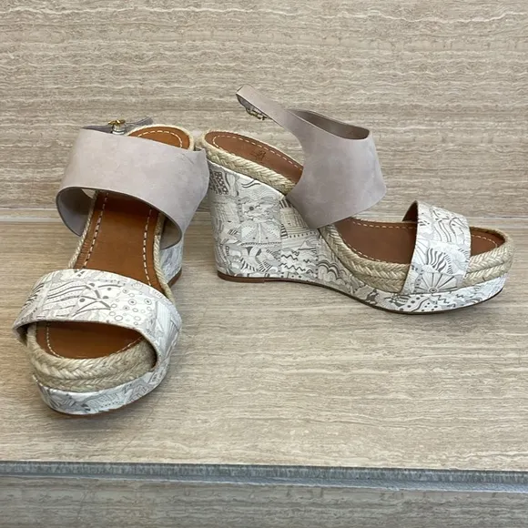 MALOLES Women’s Size 5.5/36 Wedge Espadrilles Beige Taupe Made in Spain