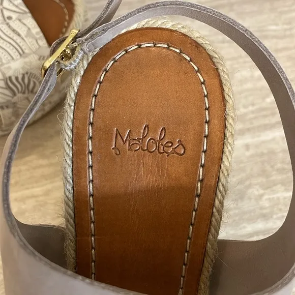 MALOLES Women’s Size 5.5/36 Wedge Espadrilles Beige Taupe Made in Spain