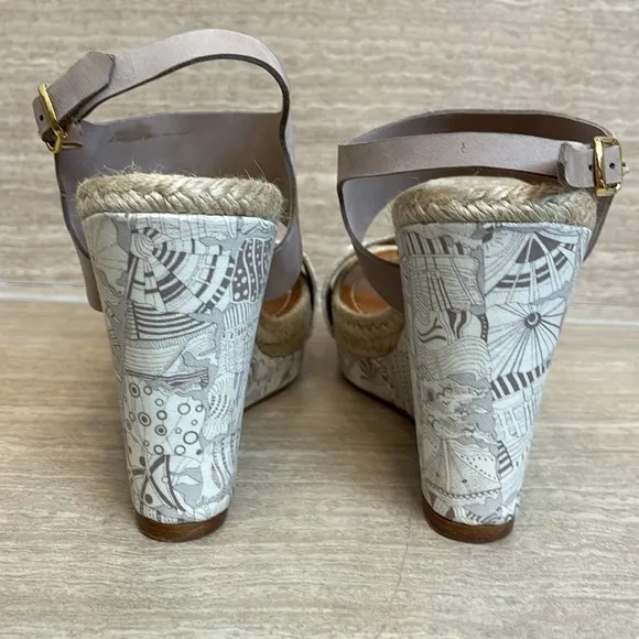 MALOLES Women’s Size 5.5/36 Wedge Espadrilles Beige Taupe Made in Spain