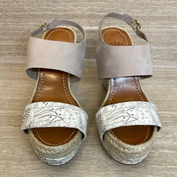 MALOLES Women’s Size 5.5/36 Wedge Espadrilles Beige Taupe Made in Spain