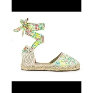 MANEBI LoveShackFancy Womens Green 0.5&quot; Heel  Platform Leather Espadrilles 41