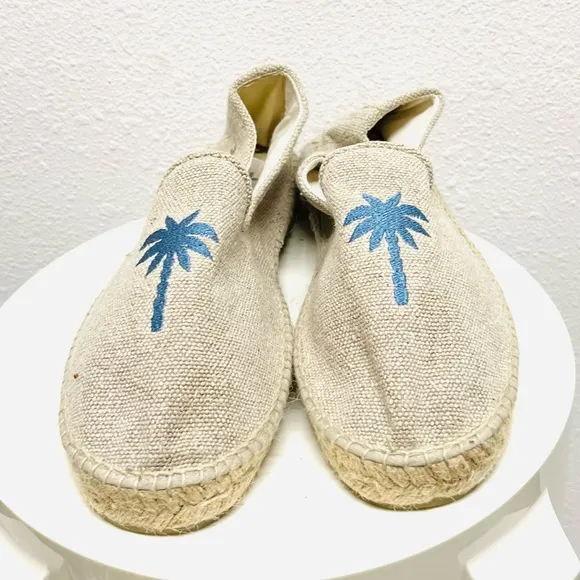 Manebi Mens Organic Hemp Embroidered Palm Tree Espadrilles Shoes
