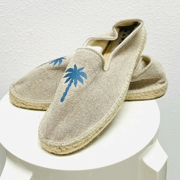 Manebi Mens Organic Hemp Embroidered Palm Tree Espadrilles Shoes