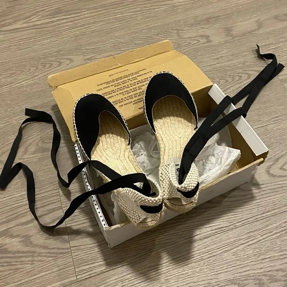 Manebi - Valenciana Hamptons Espadrilles Black Suede - Size 8 NET-A-PORTER NWT