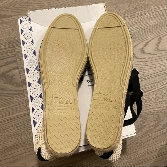 Manebi - Valenciana Hamptons Espadrilles Black Suede - Size 8 NET-A-PORTER NWT
