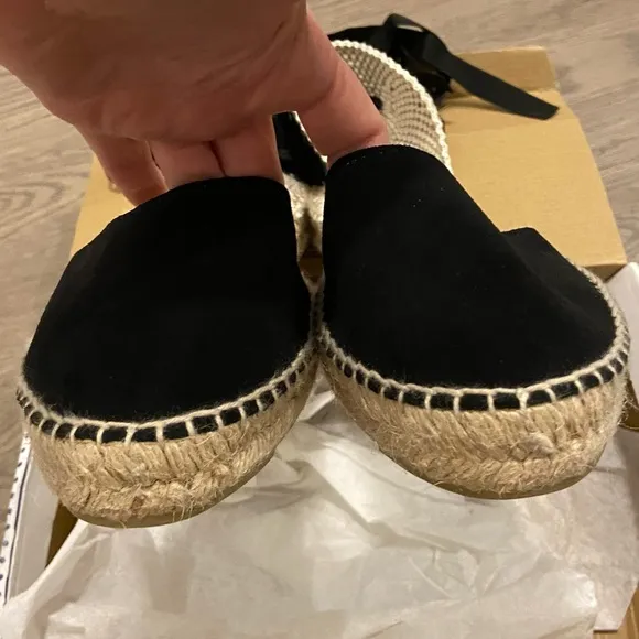 Manebi - Valenciana Hamptons Espadrilles Black Suede - Size 8 NET-A-PORTER NWT