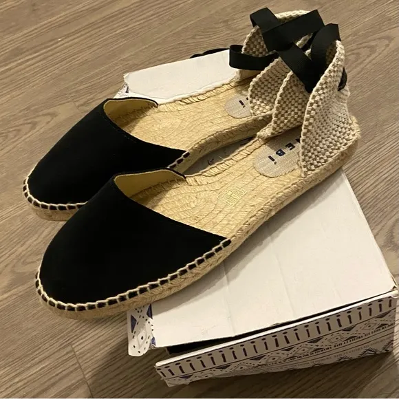 Manebi - Valenciana Hamptons Espadrilles Black Suede - Size 8 NET-A-PORTER NWT