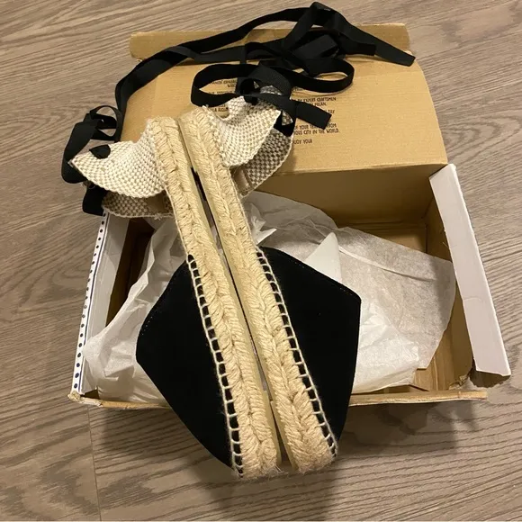 Manebi - Valenciana Hamptons Espadrilles Black Suede - Size 8 NET-A-PORTER NWT