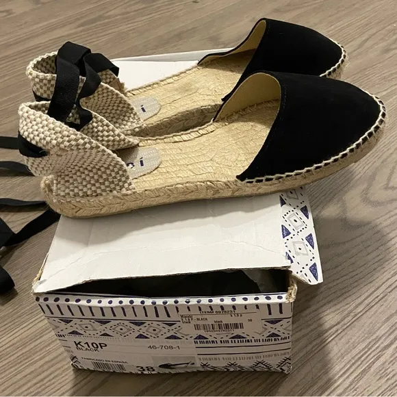 Manebi - Valenciana Hamptons Espadrilles Black Suede - Size 8 NET-A-PORTER NWT