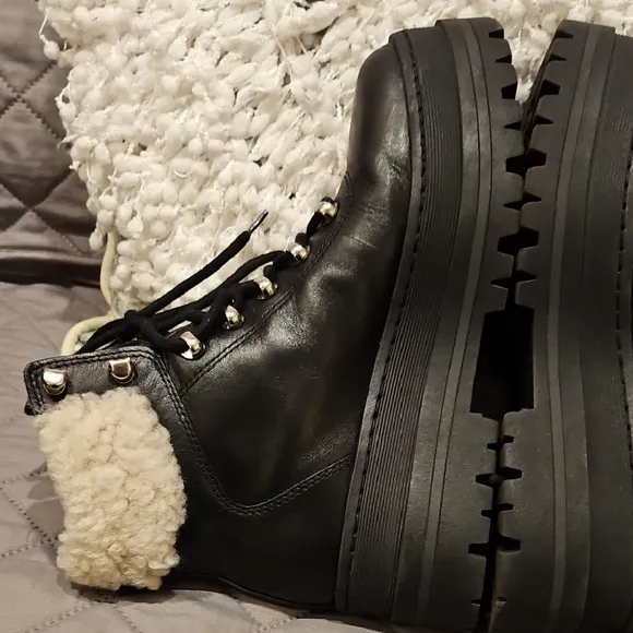 Marc Fisher Black Lace Up Boots with Chunky Sole