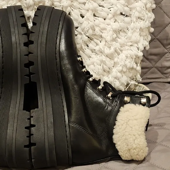Marc Fisher Black Lace Up Boots with Chunky Sole