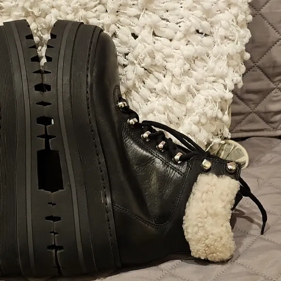 Marc Fisher Black Lace Up Boots with Chunky Sole