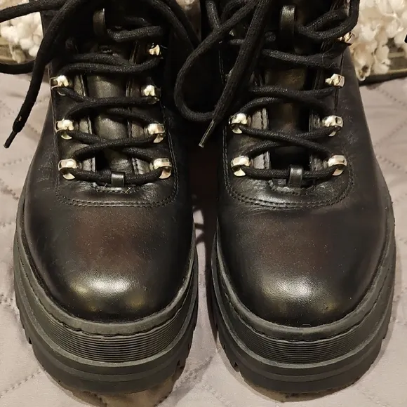 Marc Fisher Black Lace Up Boots with Chunky Sole