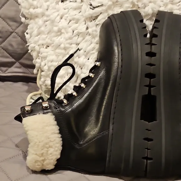 Marc Fisher Black Lace Up Boots with Chunky Sole