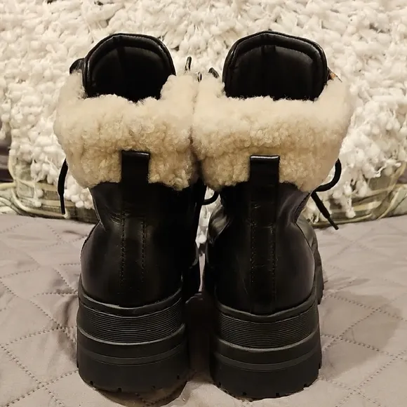 Marc Fisher Black Lace Up Boots with Chunky Sole