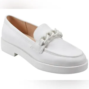 Marc Fisher Women's Babbea Slip-On Almond Toe Casual White Loafers Size 8